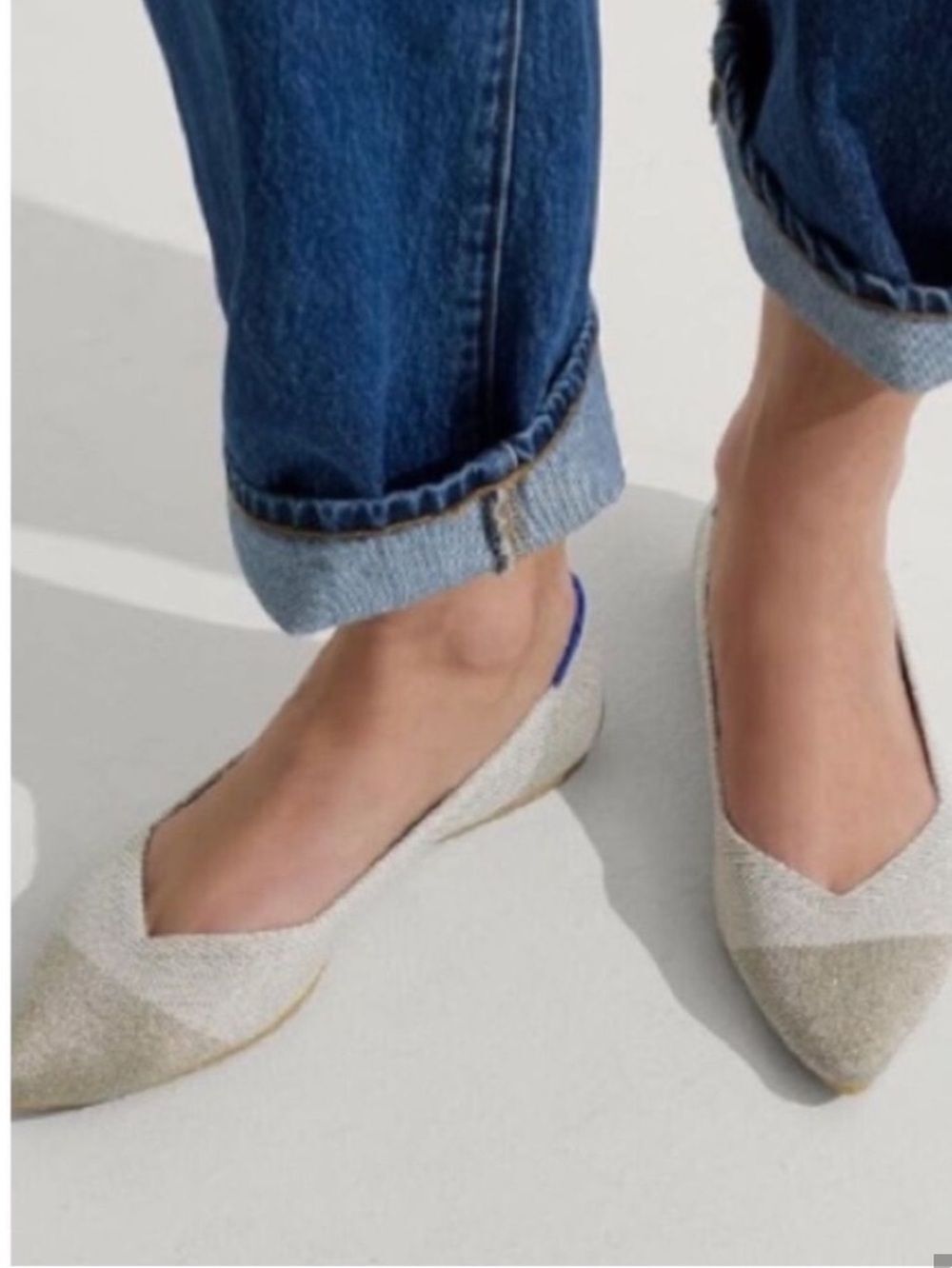 Rothy's The Point Slip-On Pointed-Toe Flats, Diamond Metallic, Size 12
NWOT
